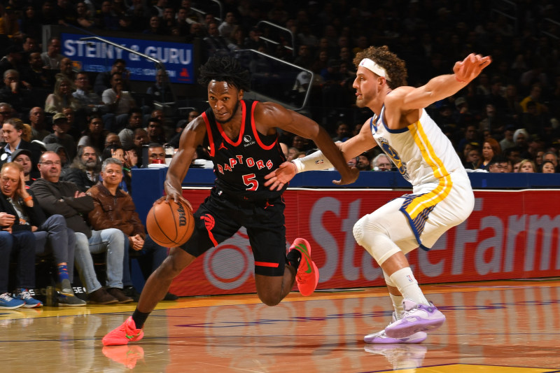 Quickley scores 40 as Raptors trounce Butler-less Warriors image