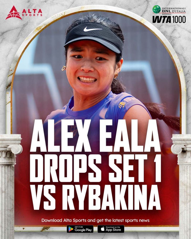SET 1 UPDATE: Alex Eala loses 1st set 4-6 vs Rybakina in 2026 Italian Open image