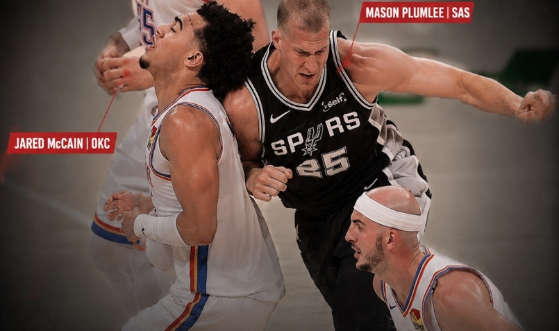 NBA upgrades Mason Plumlee's foul on Jared McCain in Game 5 to Flagrant 1 after review image