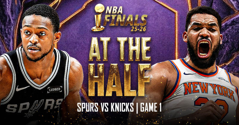 AT THE HALF: Spurs lead Knicks 55-48 in Game 1 of 2026 NBA Finals image