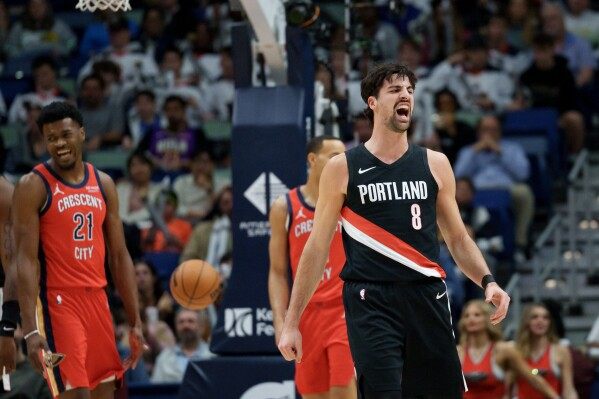 Deni Avdija has 34 points and 11 assists in the Trail Blazers’ 122-109 win over the Pelicans image