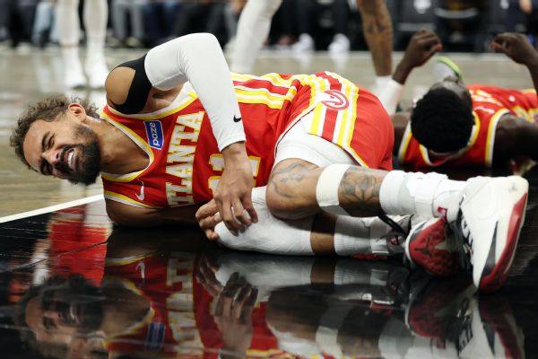 Hawks' Young avoids ACL injury, but MRI to follow image