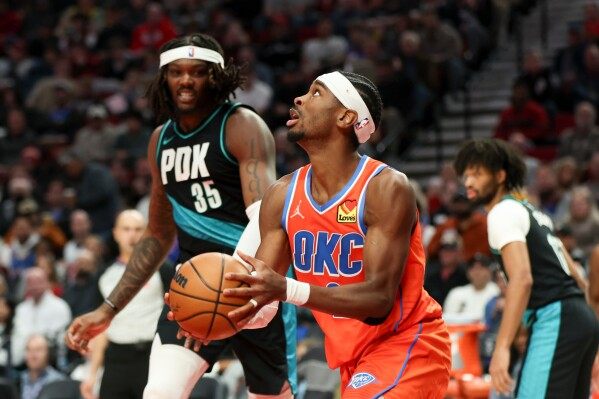 Gilgeous-Alexander scores 26, Thunder hold on to beat Trail Blazers 123-115 image